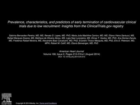 Prevalence, characteristics, and predictors of early termination of cardiovascular clinical trials due to low recruitment: Insights from the ClinicalTrials.gov.