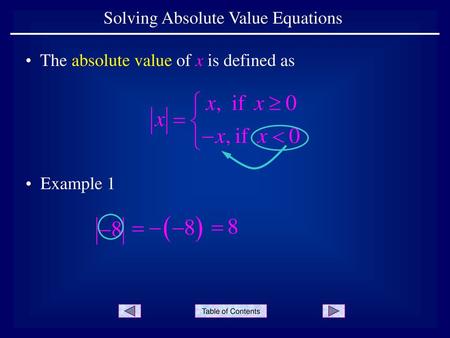 Solving Absolute Value Equations