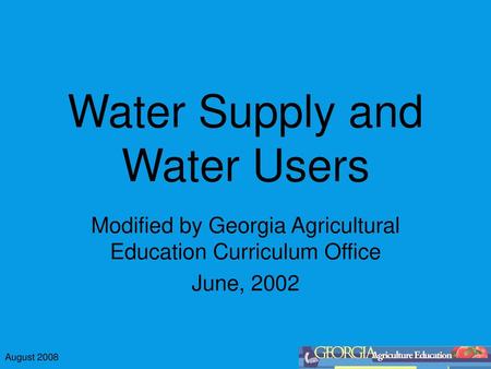 Water Supply and Water Users