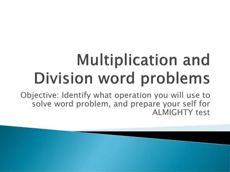 Multiplication and Division word problems