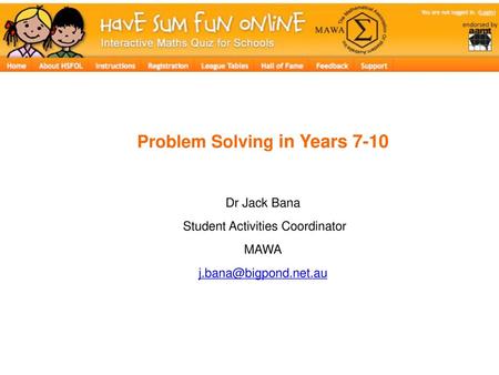 Problem Solving in Years 7-10