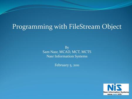 Programming with FileStream Object