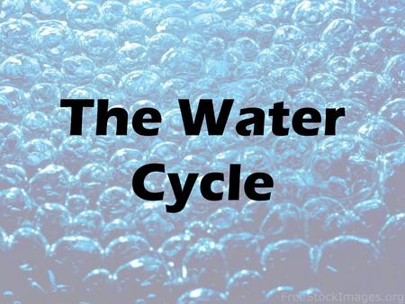 The Water Cycle.