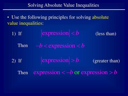 Solving Absolute Value Inequalities