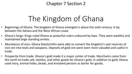 The Kingdom of Ghana Chapter 7 Section 2