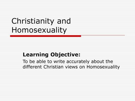 Christianity and Homosexuality