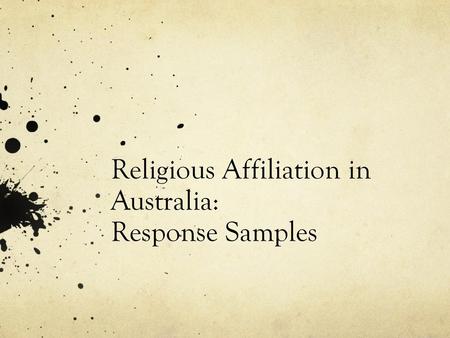 Religious Affiliation in Australia: Response Samples