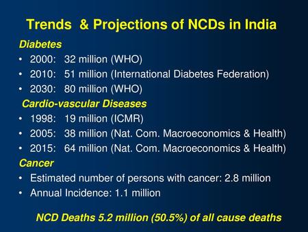 Trends & Projections of NCDs in India