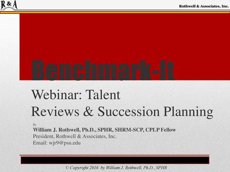 Benchmark-It Webinar: Talent Reviews & Succession Planning