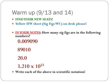 Warm up (9/13 and 14) x 1023 FIND YOUR NEW SEATS!