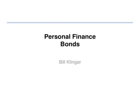 Personal Finance Bonds