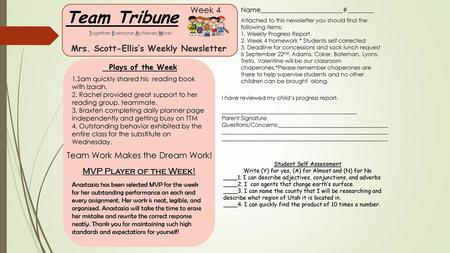 Mrs. Scott-Ellis’s Weekly Newsletter