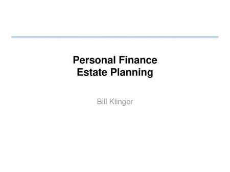 Personal Finance Estate Planning