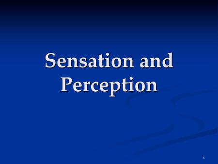 Sensation and Perception