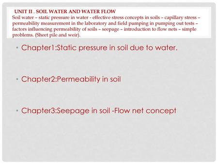 Chapter1:Static pressure in soil due to water.