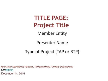 TITLE PAGE: Project Title