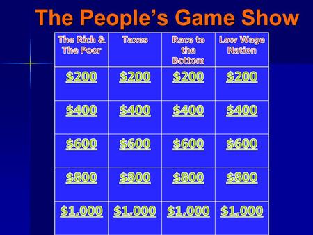 The People’s Game Show $200 $400 $600 $800 $1,000 The Rich & The Poor