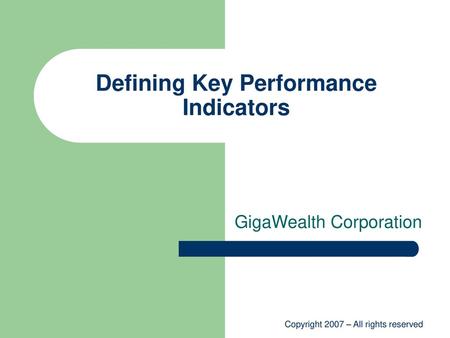 Defining Key Performance Indicators