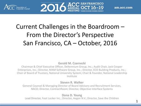 NACD; Director, ContractRoom; Director, Objective Interface Systems