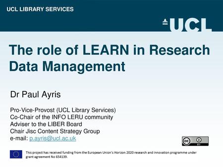 The role of LEARN in Research Data Management