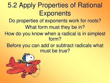 5.2 Apply Properties of Rational Exponents