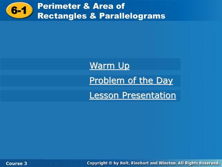 6-1 Warm Up Problem of the Day Lesson Presentation