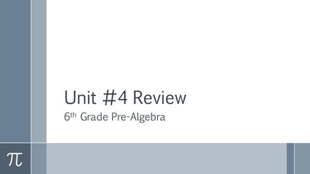 Unit #4 Review 6th Grade Pre-Algebra.