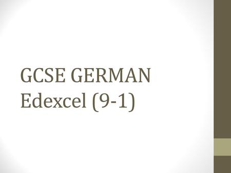 GCSE GERMAN Edexcel (9-1)