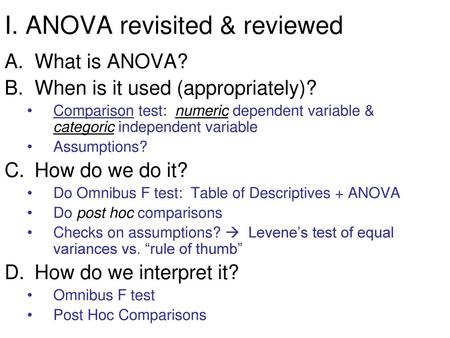 I. ANOVA revisited & reviewed