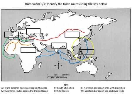 Homework 2/7: Identify the trade routes using the key below