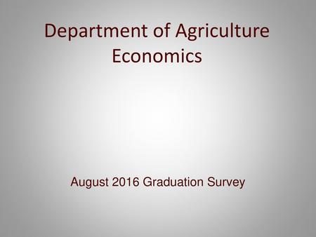 Department of Agriculture Economics