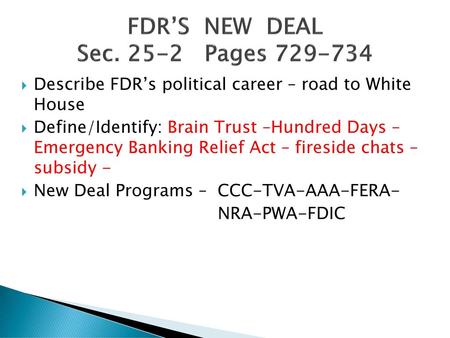 FDR’S NEW DEAL Sec Pages