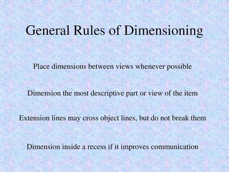 General Rules of Dimensioning