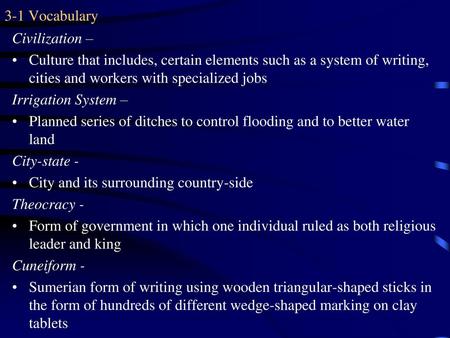 3-1 Vocabulary Civilization –