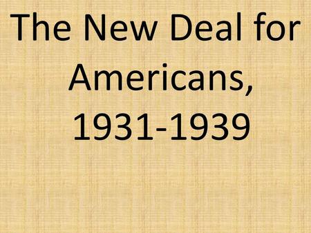 The New Deal for Americans,