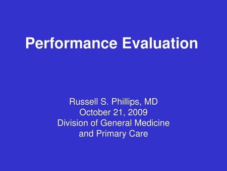 Performance Evaluation