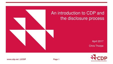 An introduction to CDP and the disclosure process