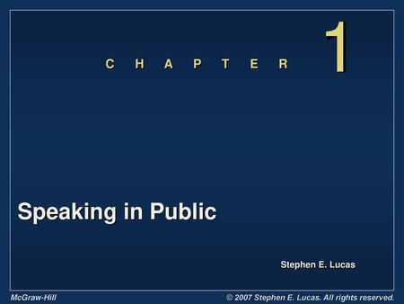 1 Speaking in Public Chapter 1