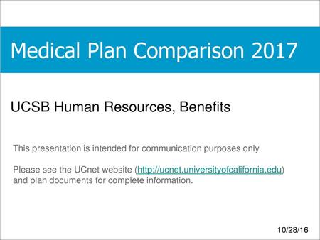 Medical Plan Comparison 2017