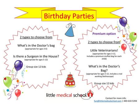 Birthday Parties Premium option 2 types to choose from