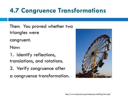 4.7 Congruence Transformations