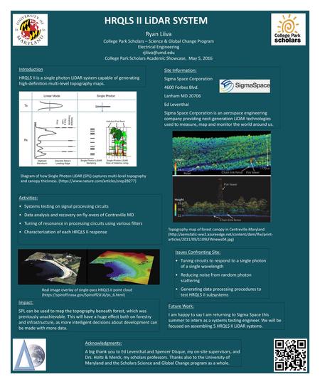 HRQLS II LiDAR SYSTEM Ryan Liiva Space to place QR Code