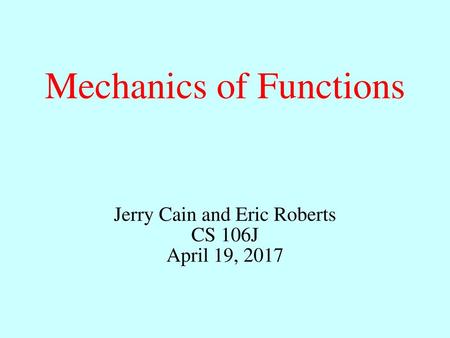 Mechanics of Functions