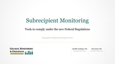 Subrecipient Monitoring