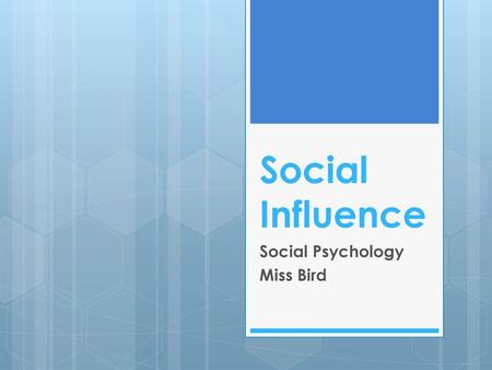 Social Psychology Miss Bird