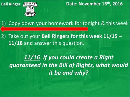 Bell Ringer Date: November 16th, 2016