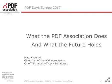 What the PDF Association Does And What the Future Holds