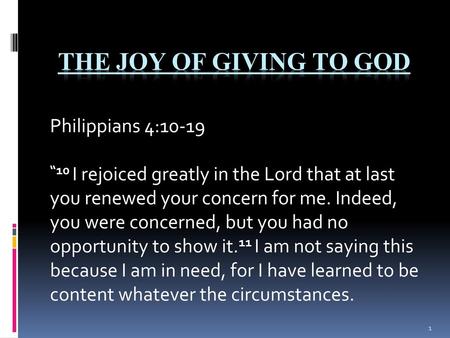 The joy of giving to God Philippians 4:10-19