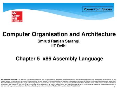 Smruti Ranjan Sarangi, IIT Delhi Chapter 5 x86 Assembly Language