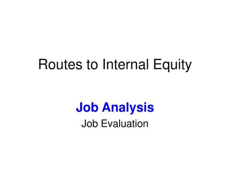 Routes to Internal Equity